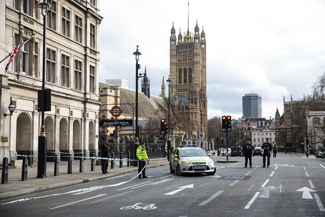 Outside Parliament in London after the attack